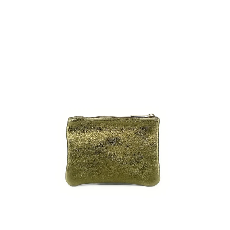 Pochette en cuir irisé GLOW PURSE Vert kaki irisé