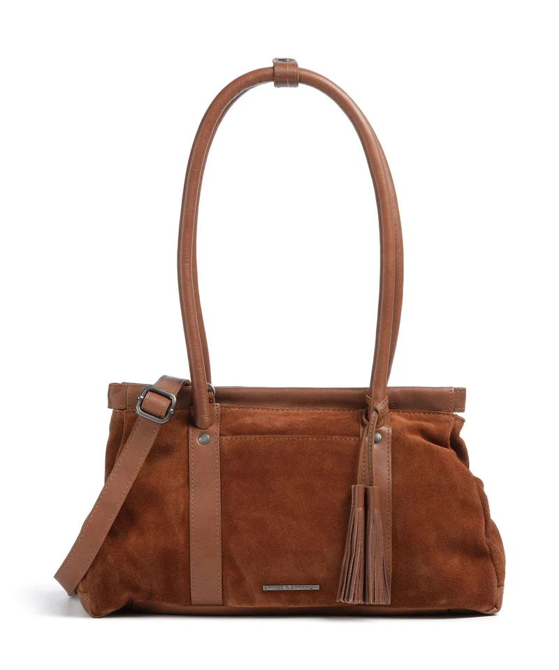 Spikes & Sparrow Suede Mix Milania Sac porté épaule mocca