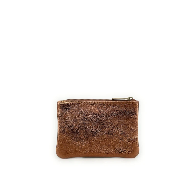 Pochette en cuir irisé GLOW PURSE Marron bronze