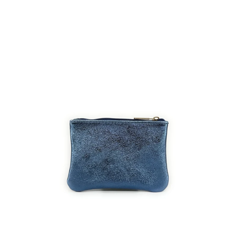 Pochette en cuir irisé GLOW PURSE Bleu cobalt irisé