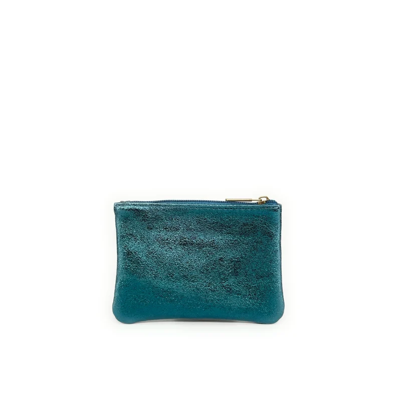 Pochette en cuir irisé GLOW PURSE Bleu canard irisé