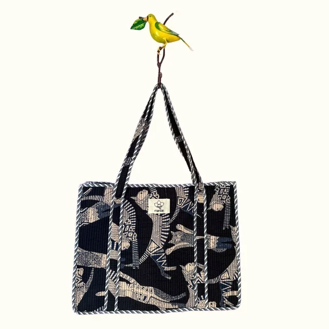 Grand tote bag - "Dancing cat in the night"