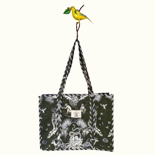 Grand tote bag - "Jungle king kaki"