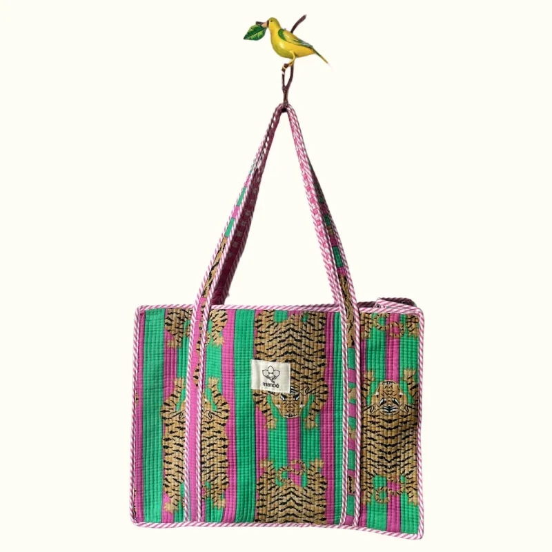Grand tote bag à Zip - "Lollipop Tiger"