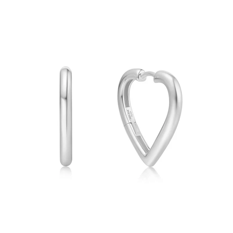 Ania Haie Sunny Sparkler Boucles D'Oreilles Créoles Argentées En Forme De Cœur Moyen AH-E064-03H