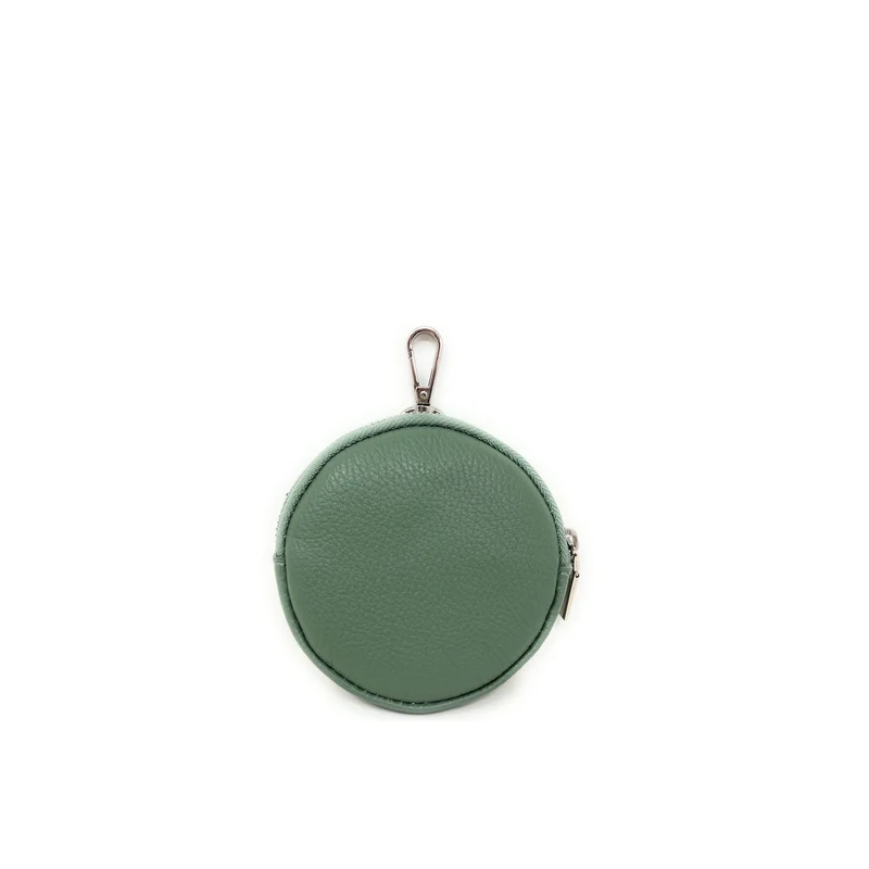Porte monnaie en cuir grainé italien NEMO Vert pastel