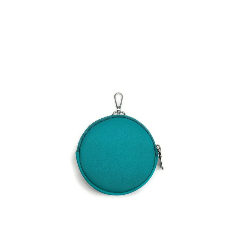 Porte monnaie en cuir grainé italien NEMO Bleu turquoise