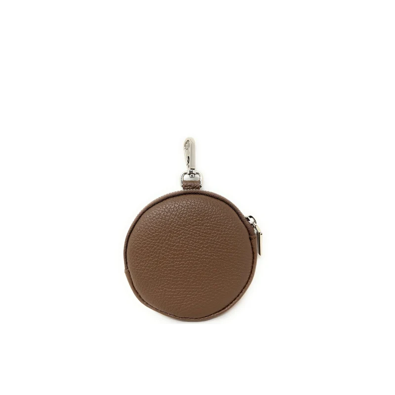 Porte monnaie en cuir grainé italien NEMO Taupe foncé