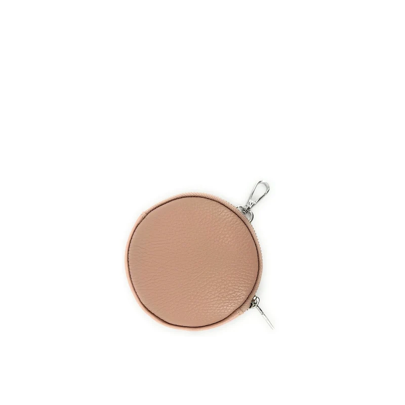 Porte monnaie en cuir grainé italien NEMO Rose nude