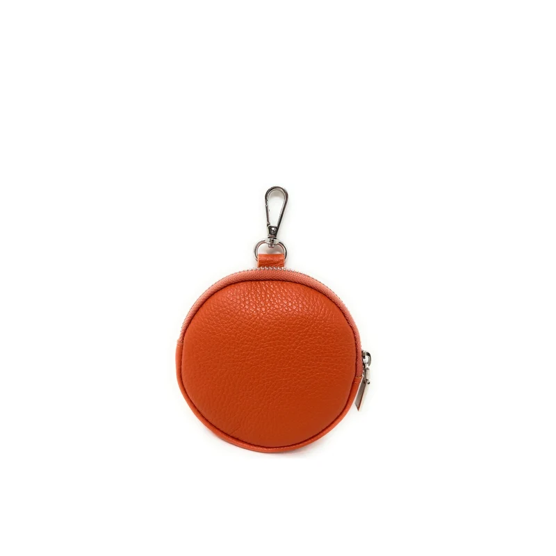 Porte monnaie en cuir grainé italien NEMO Orange