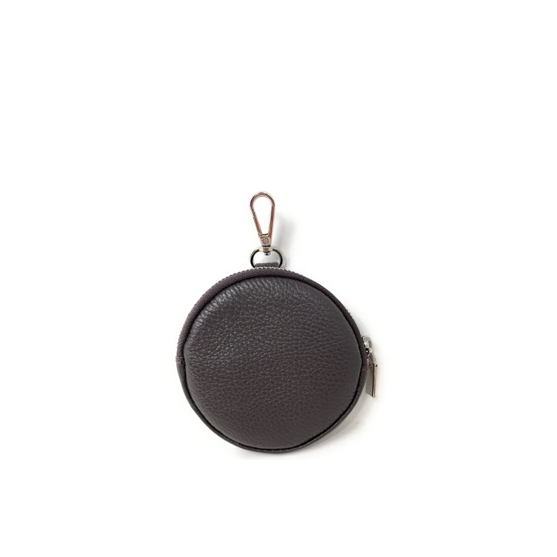 Porte monnaie en cuir grainé italien NEMO Marron chocolat