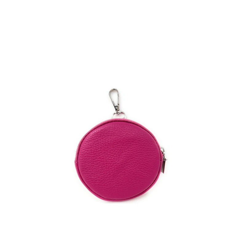 Porte monnaie en cuir grainé italien NEMO Rose fuchsia