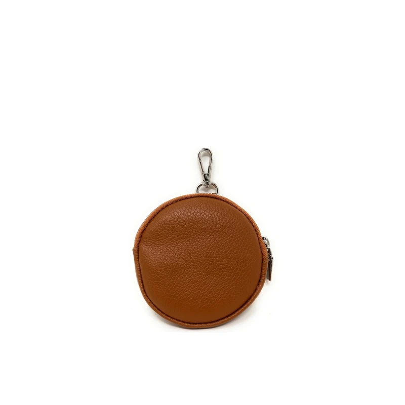 Porte monnaie en cuir grainé italien NEMO Marron camel foncé