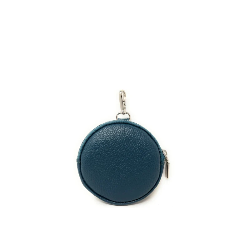 Porte monnaie en cuir grainé italien NEMO Bleu vert canard