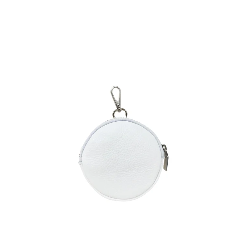 Porte monnaie en cuir grainé italien NEMO Blanc