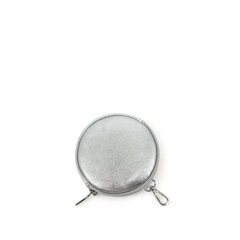 Porte monnaie en cuir irisé italien NEMO Argent clair