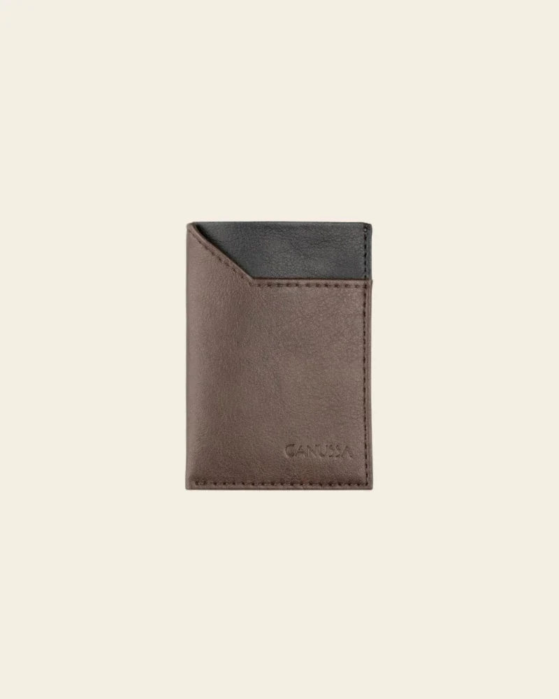 Portefeuille de cartes élégant fait main - marron/noir