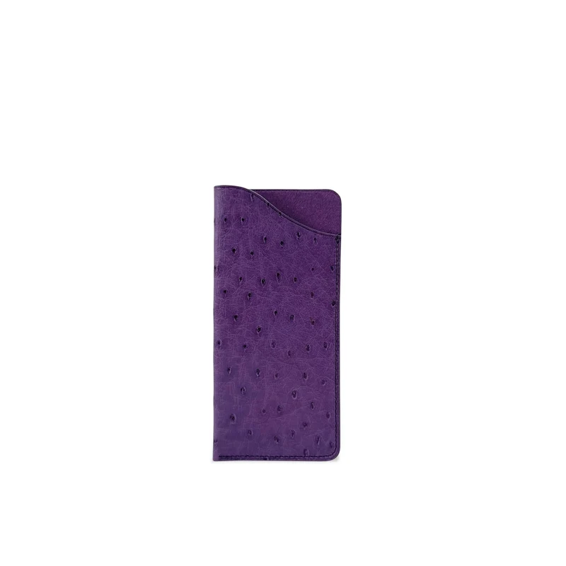 Etui à lunettes en cuir d'autruche édition Haute-couture Violet améthyste