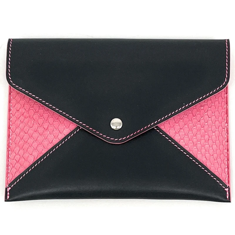 Pochette enveloppe en cuir de python édition Haute-couture Noir