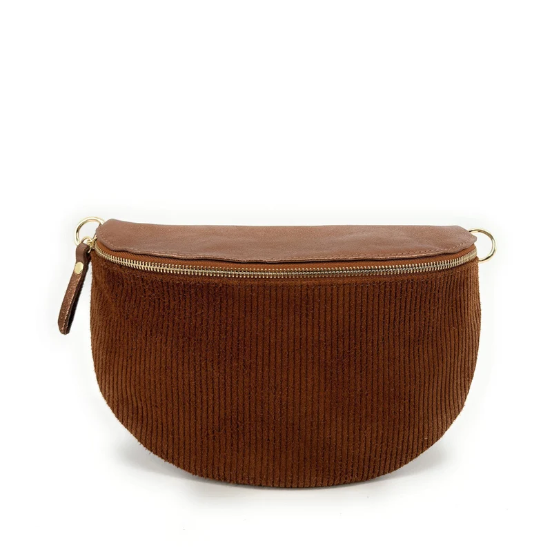 Sac banane en cuir irisé et daim LOUNA VELOURS Bronze