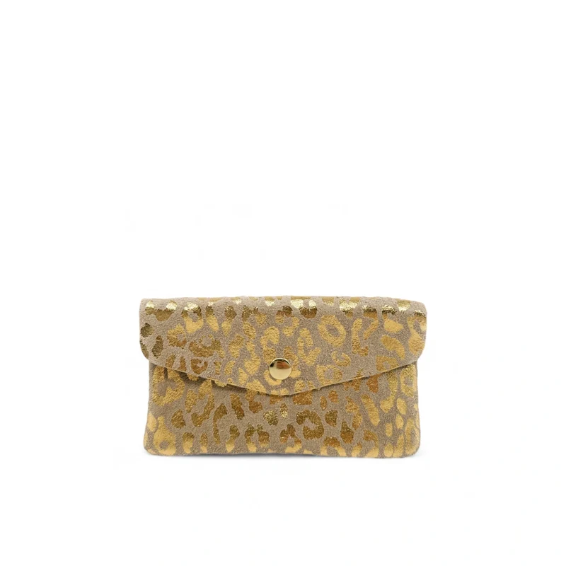 Pochette porte-monnaie en daim COMBI LEO Or pâle