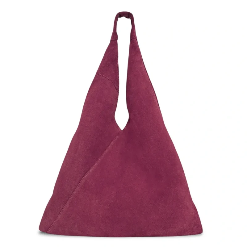 Grand sac hobo en daim EOLIA Rouge bordeaux