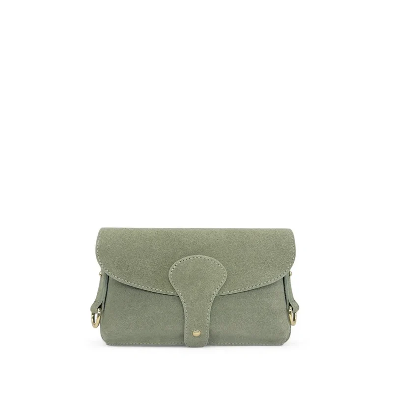 Mini-sac french stick en daim TOSCA SUEDE Vert amande