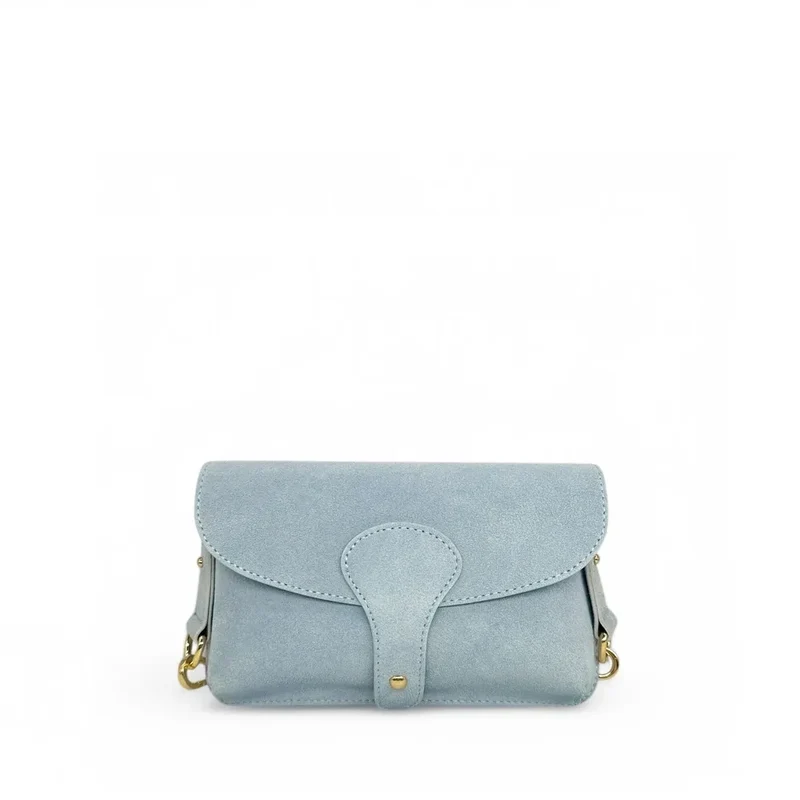 Mini-sac french stick en daim TOSCA SUEDE Bleu pastel