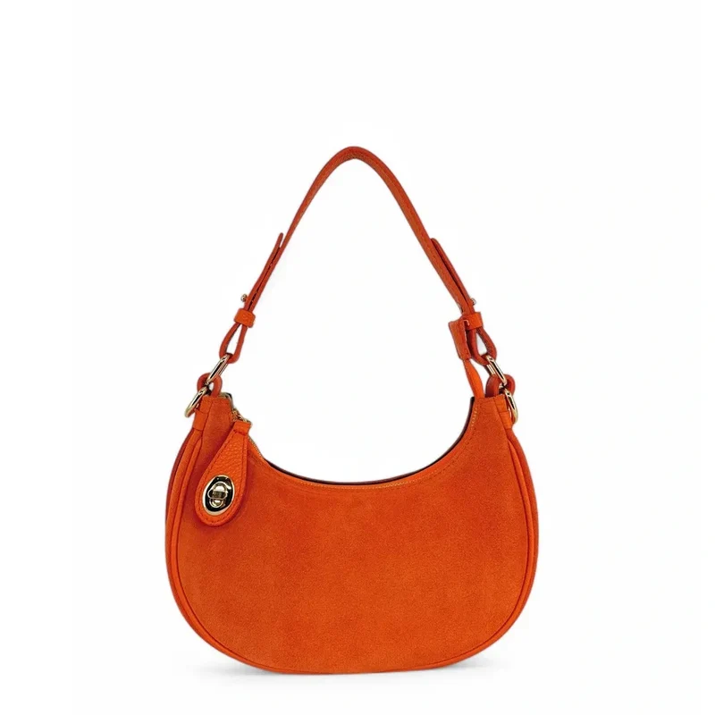 Sac à main demi-lune en daim MUNE Orange