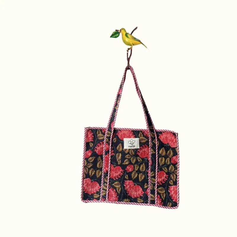 Petit tote bag avec fermeture - "Midnight Garden"