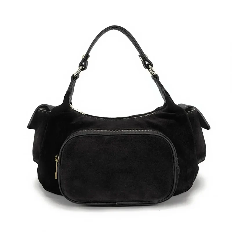 Sac multipoche en daim NELLIE Noir