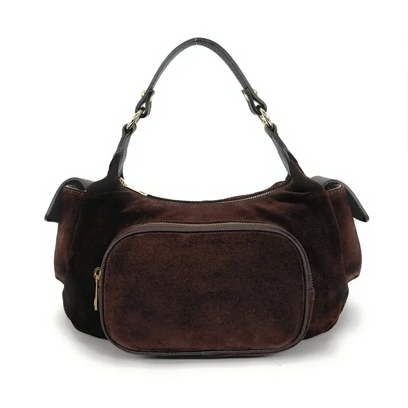 Sac multipoches en daim NELLIE Chocolat