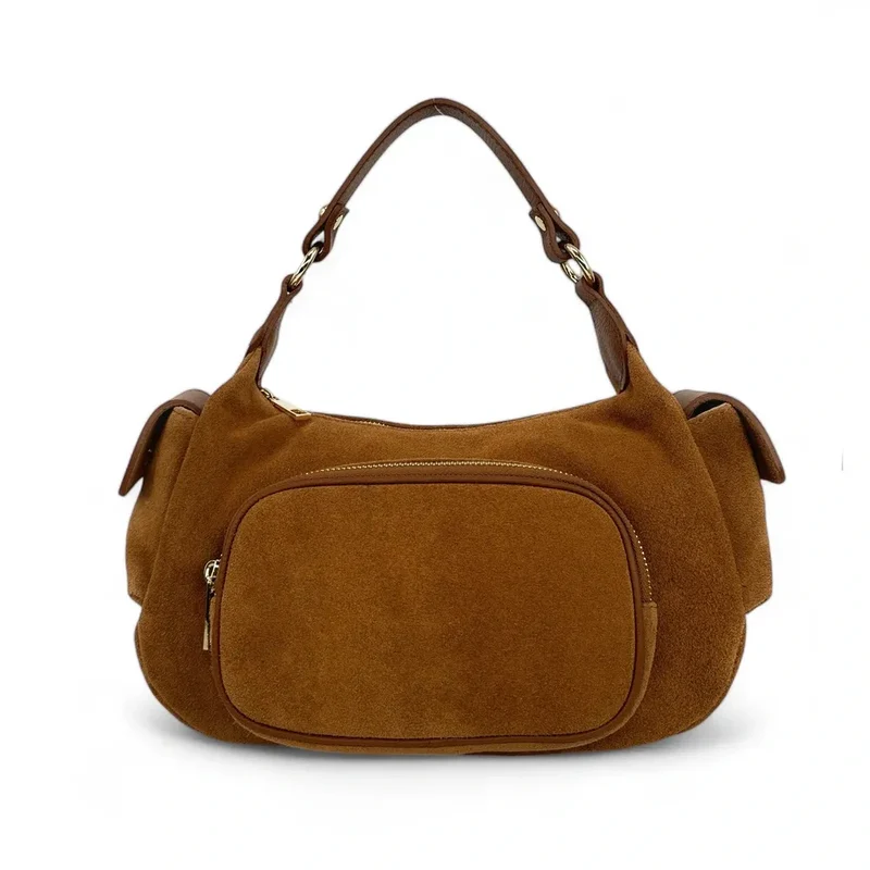 Sac multipoche en daim NELLIE Camel