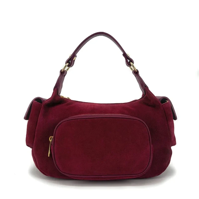 Sac multipoche en daim NELLIE Rouge bordeaux