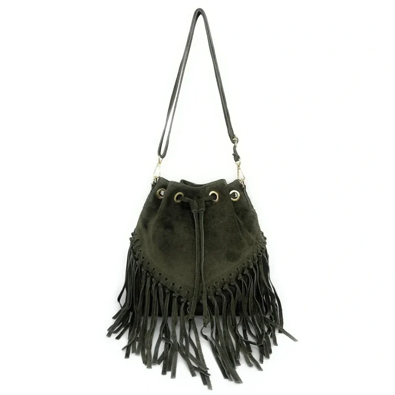 Sac bourse en daim APONI Kaki