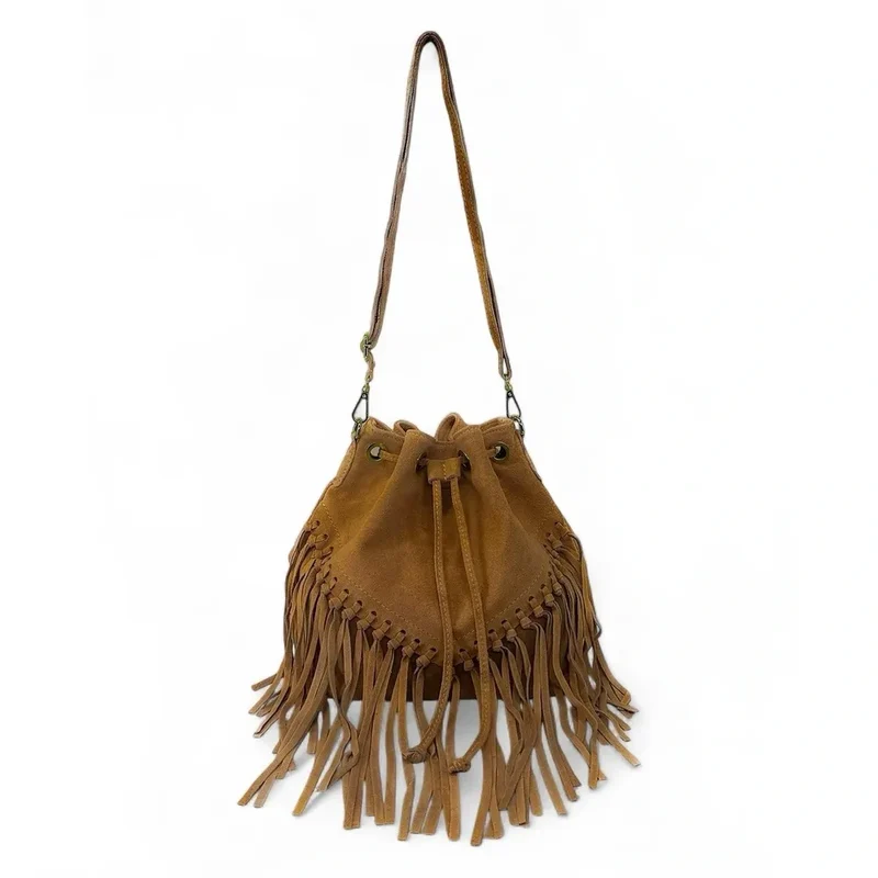 Sac bourse en daim APONI Camel