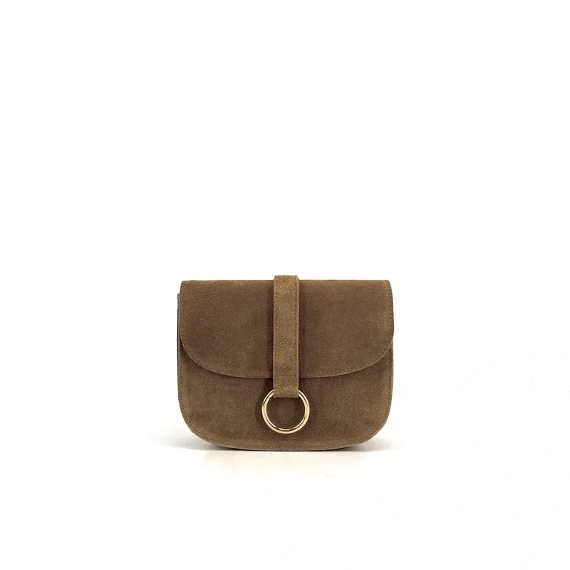 Sac besace en daim VELVET Taupe foncé