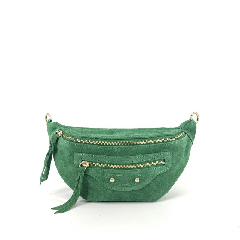 Sac banane en daim LOUKA Vert anglais