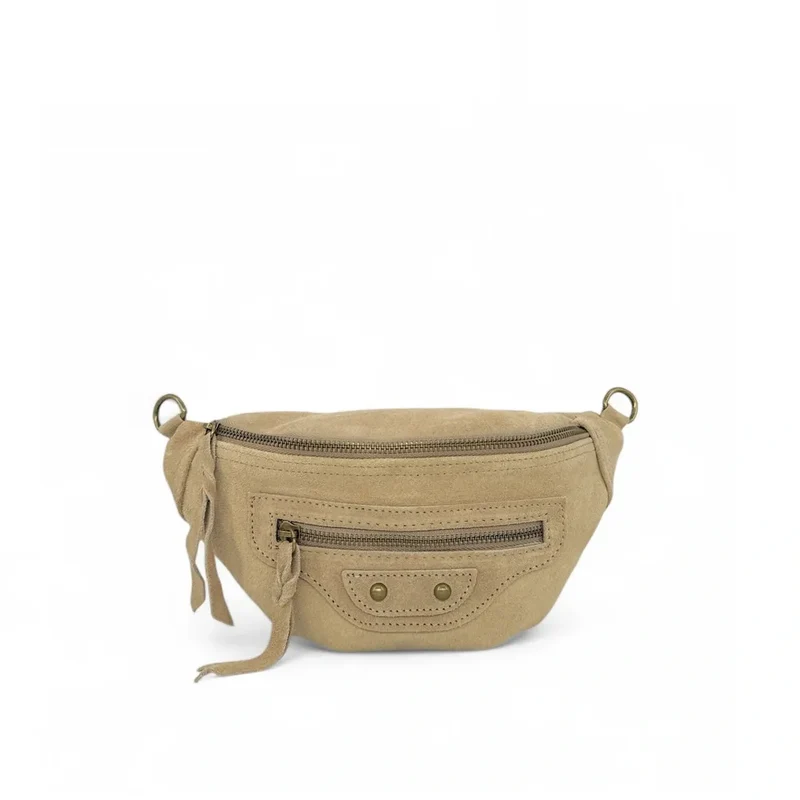 Sac banane en daim LOUKA Taupe