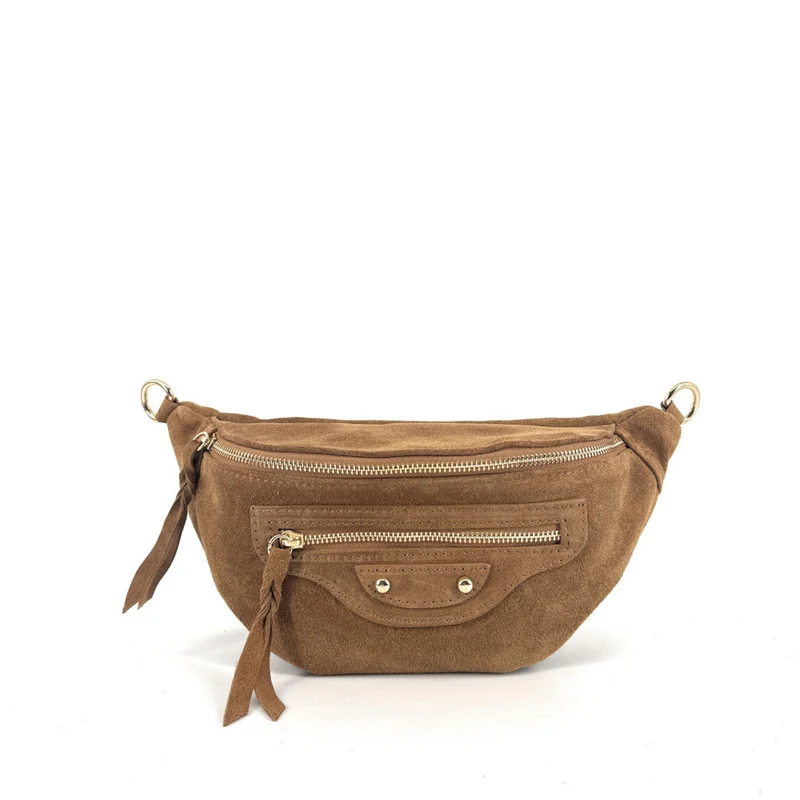 Sac banane en daim LOUKA Camel