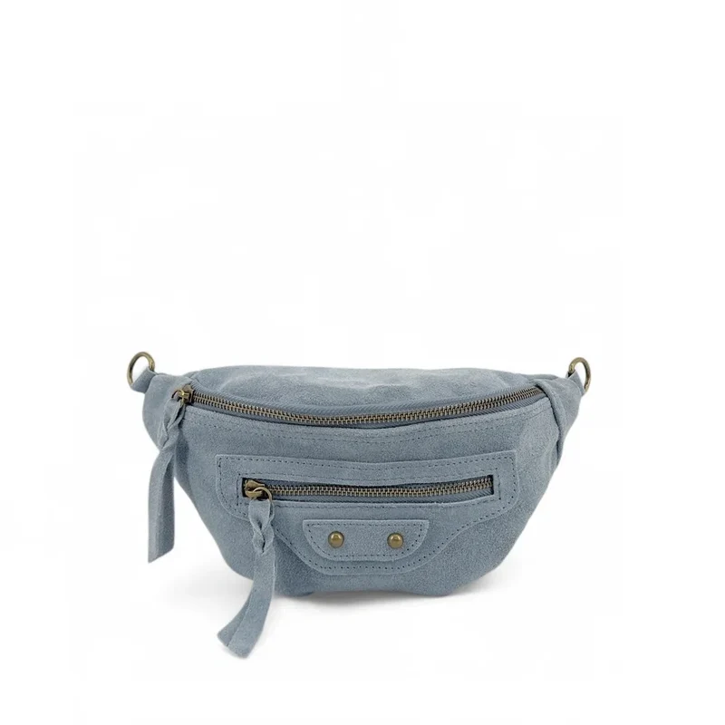 Sac banane en daim LOUKA Bleu pastel