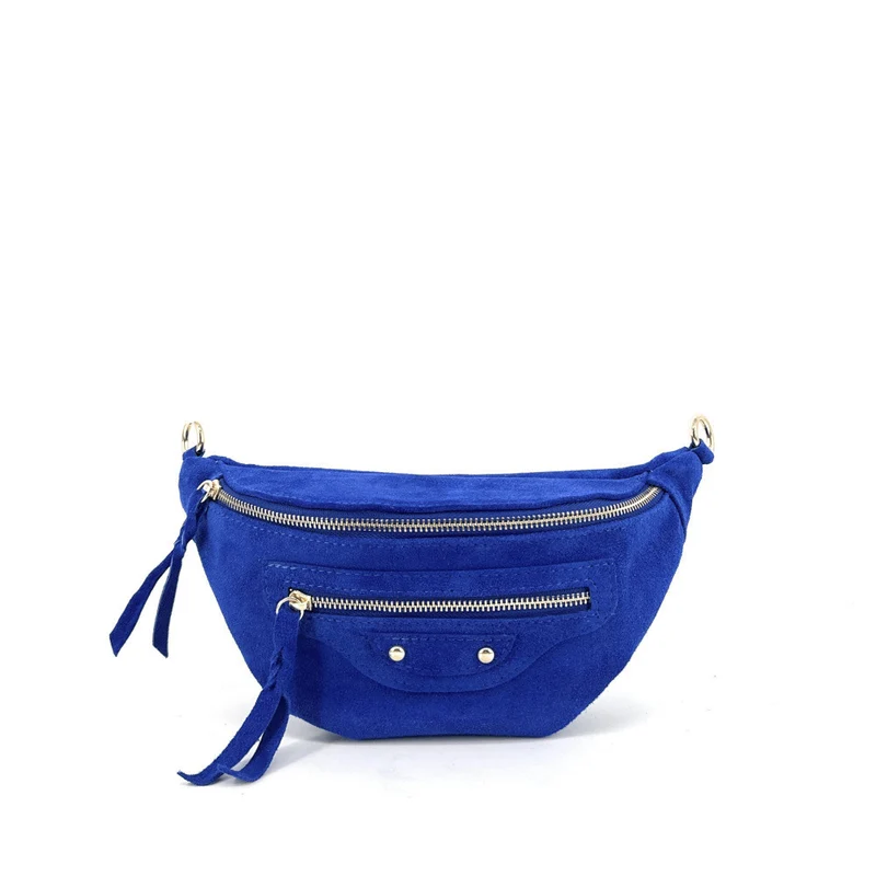 Sac banane en daim LOUKA Bleu roi