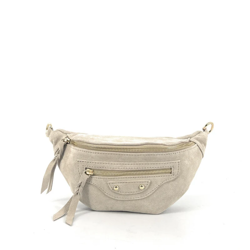 Sac banane en daim LOUKA Beige crème