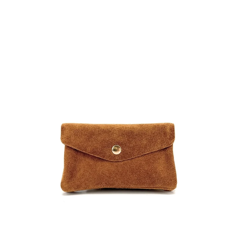 Pochette porte-monnaie en daim COMPO SUEDE Marron camel
