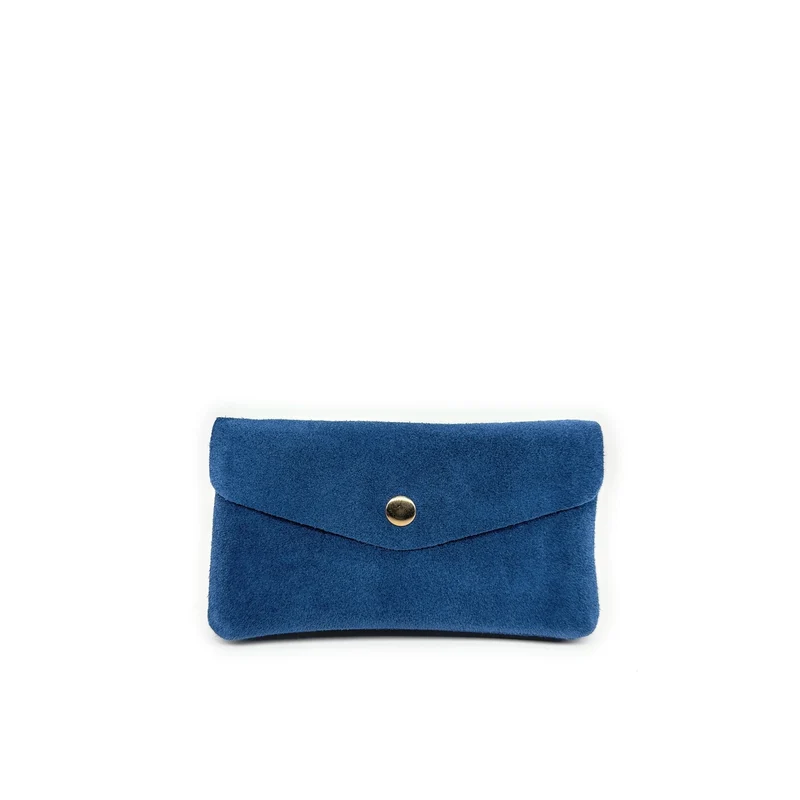 Pochette porte-monnaie en daim COMPO SUEDE Bleu denim