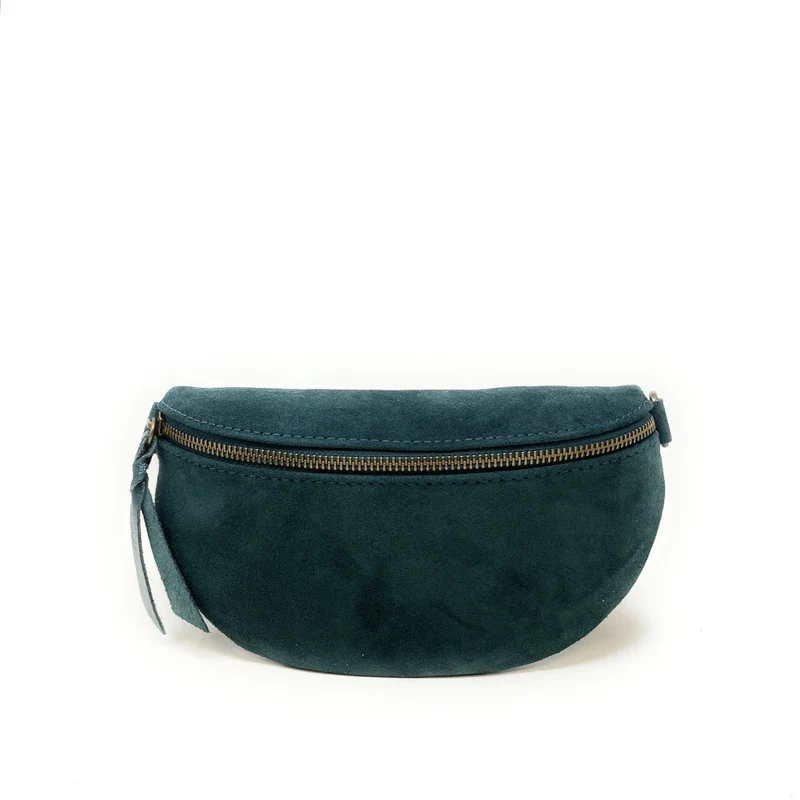Sac banane en daim LOU SUE Vert forêt