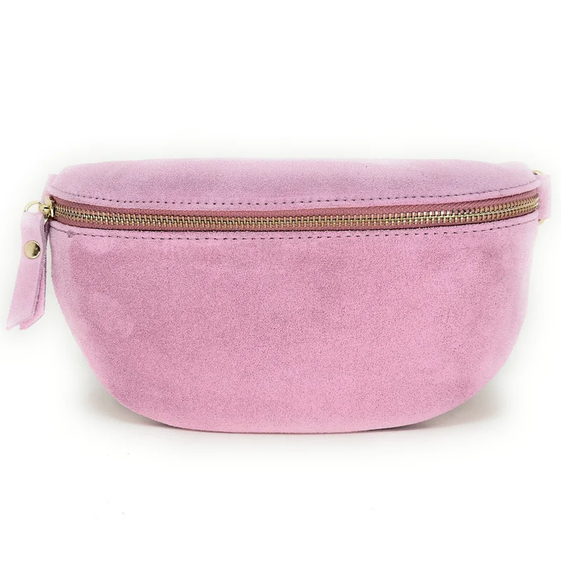 Sac banane en daim LOU SUE Rose bonbon