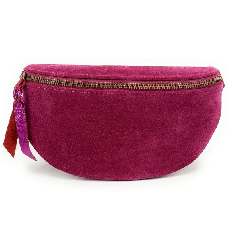 Sac banane en daim LOU SUE Rose fuchsia