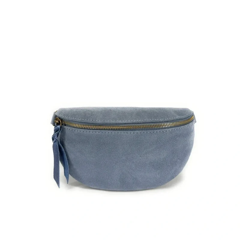 Sac banane en daim LOU SUE Bleu pastel