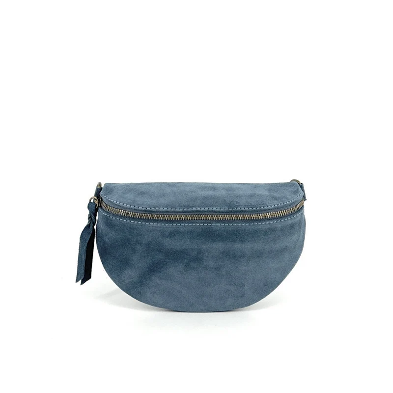 Sac banane en daim LOU SUE Bleu denim
